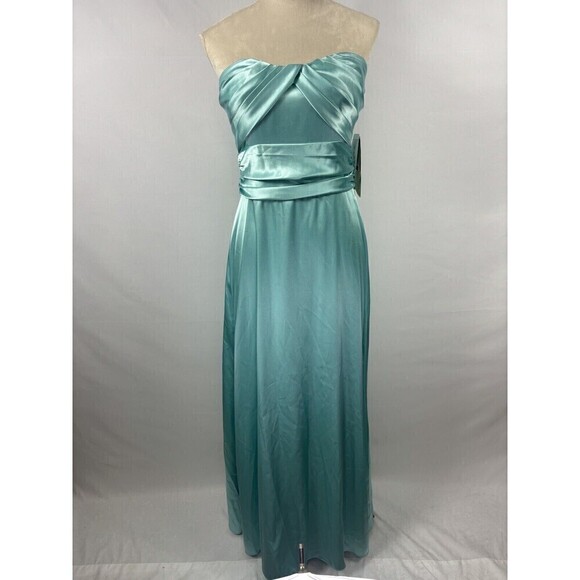 Nicole by Nicole Miller Platinum Formal Dress Gown Aqua Blue 14 Maxi Strapless - Picture 2 of 11